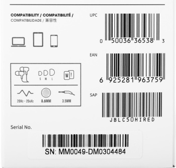 Гарнитура внутриканальные JBL C50HI