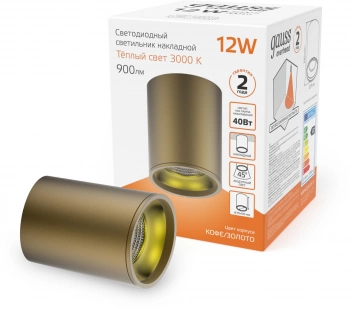 Светильник Gauss Overhead потолоч. 12Вт 3000K цв.св.:белый теплый коричневый (HD001)