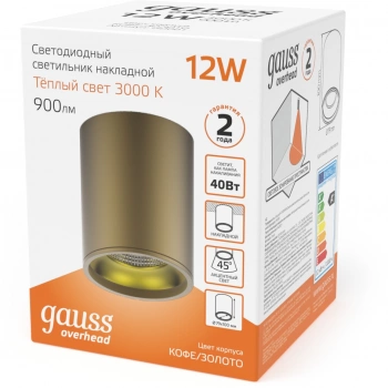 Светильник Gauss Overhead потолоч. 12Вт 3000K цв.св.:белый теплый коричневый (HD001)