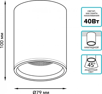 Светильник Gauss Overhead потолоч. 12Вт 4100K цв.св.:белый нейтральный белый (HD011)