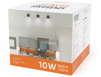 Светильник Gauss Overhead потолоч. 10Вт 3000K цв.св.:белый теплый черный (HD016)