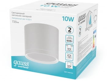 Светильник Gauss Overhead потолоч. 10Вт 4100K цв.св.:белый нейтральный белый (HD024)