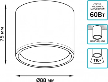 Светильник Gauss Overhead потолоч. 10Вт 4100K цв.св.:белый нейтральный белый (HD024)