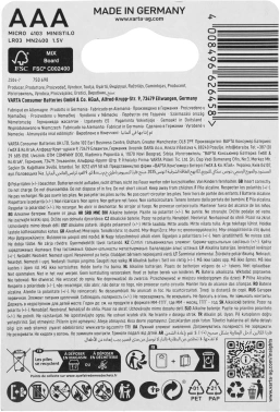 Батарея Varta Energy LR03 BL4 Alkaline