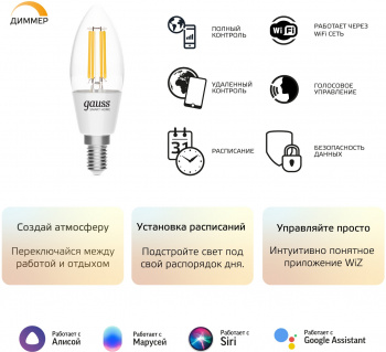 Умная лампа Gauss Smart Home C35