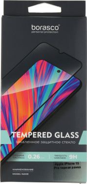 Защитное стекло для экрана BoraSCO прозрачный для Apple iPhone 15 Pro 2.5D антиблик. 1шт. (72404)