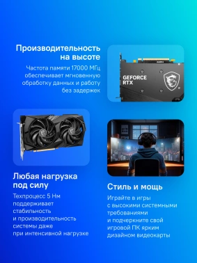 Видеокарта MSI PCI-E 4.0  RTX 4060 GAMING X 8G