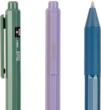 Набор ручек гелев. Deli Nusign (NS559-P) ассорти d=0.5мм черн. черн. кор.карт. (12шт) резин. манжета