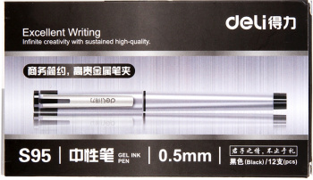Набор ручек гелев. Deli (S95-P) ассорти d=0.5мм черн. черн. кор.карт. (12шт) линия 0.35мм