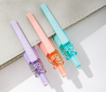 Набор ручек гелев. автоматическая Deli Arris (EG09-BK-P) прозрачный/серый d=0.5мм черн. черн. кор.карт. (12шт) резин. манжета