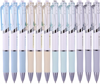 Набор ручек гелев. автоматическая Deli (S11-BK-P) ассорти черн. черн. кор.карт. (12шт) линия 0.5мм резин. манжета