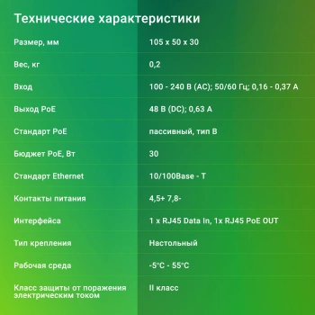 Инжектор PoE Digma  DNP30W48FTBP