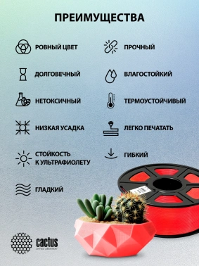 Пластик для принтера 3D Cactus CS-3D-PETG-1KG-RED