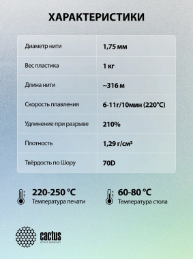 Пластик для принтера 3D Cactus CS-3D-PETG-1KG-T-GREEN