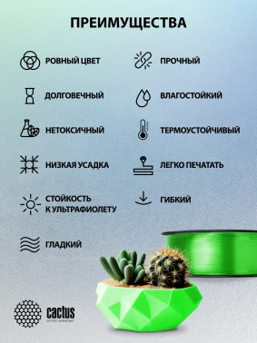 Пластик для принтера 3D Cactus CS-3D-PETG-1KG-T-GREEN