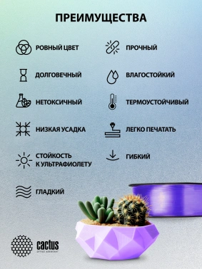 Пластик для принтера 3D Cactus CS-3D-PETG-1KG-T-PURPLE