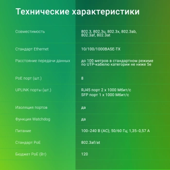 Коммутатор Digma  DSP208G-2G-1S-T120