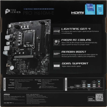 Материнская плата MSI PRO H610M-E