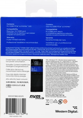 Накопитель SSD WD S PCIe 4.0 x4 1TB WDS100T3B0E