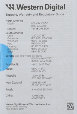 Накопитель SSD WD S PCIe 4.0 x4 2TB WDS200T3B0E