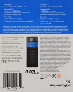 Накопитель SSD WD S PCIe 4.0 x4 2TB WDS200T3B0E