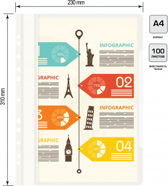 Папка-скоросшиватель Бюрократ PS-P20WH A4 прозрач.верх.лист боков.перф. пластик белый 0.12/0.16
