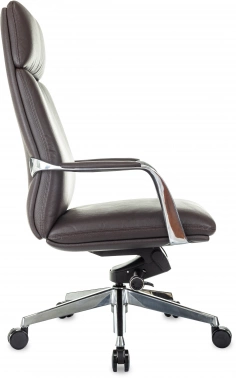 Кресло руководителя Бюрократ _Vega коричневый кожа с подголов. крестов. алюминий