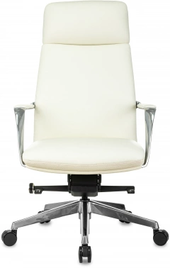 Кресло руководителя Бюрократ _Vega белый кожа с подголов. крестов. алюминий