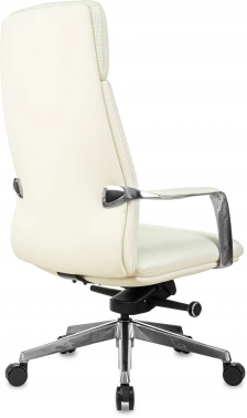 Кресло руководителя Бюрократ _Vega белый кожа с подголов. крестов. алюминий