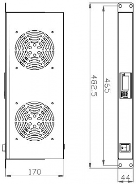 Модуль вентиляторный NTSS (NTSS-FAN2/19T) 2 вент. с термостатом с контроллером серый (упак.:1шт)