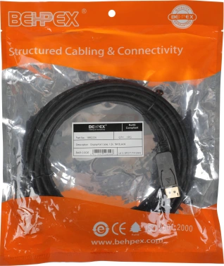 Кабель ver1.2 DisplayPort (m) DisplayPort (m) 5м черный