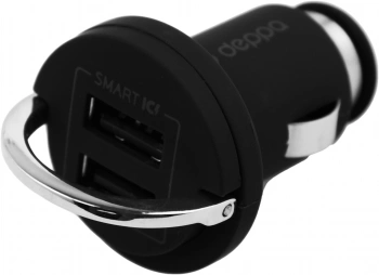 Автомобильное зар./устр. Deppa 10W 2.1A+1A 2xUSB универсальное черный (11204)