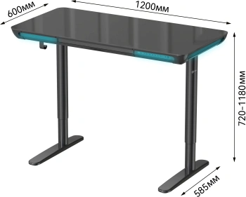 Стол для компьютера Cactus  CS-EGD-BK-LED