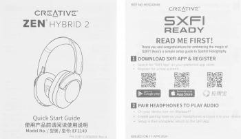 Гарнитура мониторные Creative Zen Hybrid 2