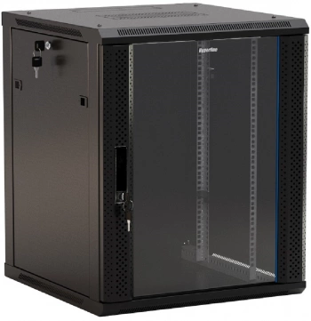 Шкаф коммутационный Hyperline (TWB-1566-GP-RAL9004) настенный 15U 600x600мм пер.дв (мех.повреждение)