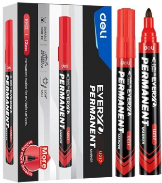 Маркер перманентный Deli  EU217-RD