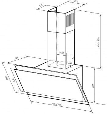 Вытяжка каминная Lex Furia 900