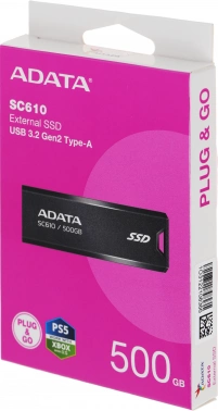 Накопитель SSD A-Data USB3.1 500GB SC610-500G-CBK/RD SC610