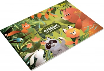 Альбом для рисования Silwerhof 12л. A4 Джунгли 4диз. мел.картон скрепка (упак.:4шт)