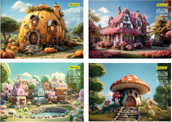 Альбом для рисования Silwerhof 20л. A4 Сказочный мир 4диз. мел.картон скрепка (упак.:4шт)