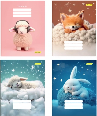 Набор тетрадей Silwerhof 12л. лин. A5 Мягкие игрушки 4диз. мел.карт. вод.лак скрепка (упак.:4шт)