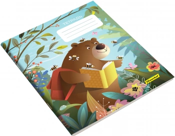 Набор тетрадей Silwerhof 18л. лин. A5 Лесные друзья 4диз. мел.карт. вод.лак скрепка (упак.:4шт)