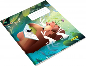 Набор тетрадей Silwerhof 18л. круп.кл. A5 Лесные друзья 4диз. мел.карт. вод.лак скрепка (упак.:4шт)