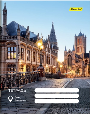 Набор тетрадей Silwerhof 48л. лин. A5 Улицы Мира 4диз. мел.карт. вод.лак скрепка (упак.:4шт)