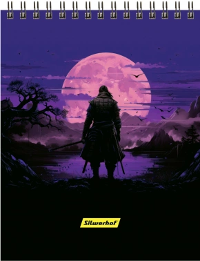 Блокнот Silwerhof A5 обложка картон 60л клетка гребень Одинокий воин (2шт)