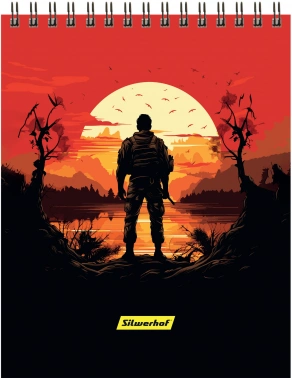 Блокнот Silwerhof A5 обложка картон 60л клетка гребень Одинокий воин (2шт)