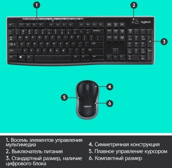 Клавиатура + мышь Logitech MK270