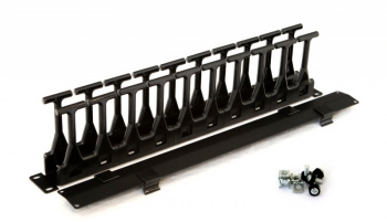 Кабельный органайзер горизонтальный Hyperline CMF-1U-FPL106-MCOV-RAL9005 односторонний гребенка 1U шир.:19