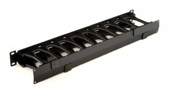 Кабельный органайзер горизонтальный Hyperline CMF-1U-FPL106-MCOV-RAL9005 односторонний гребенка 1U шир.:19