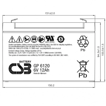Батарея для ИБП CSB GP6120
